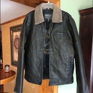 Men’s faux leather aviator jacket